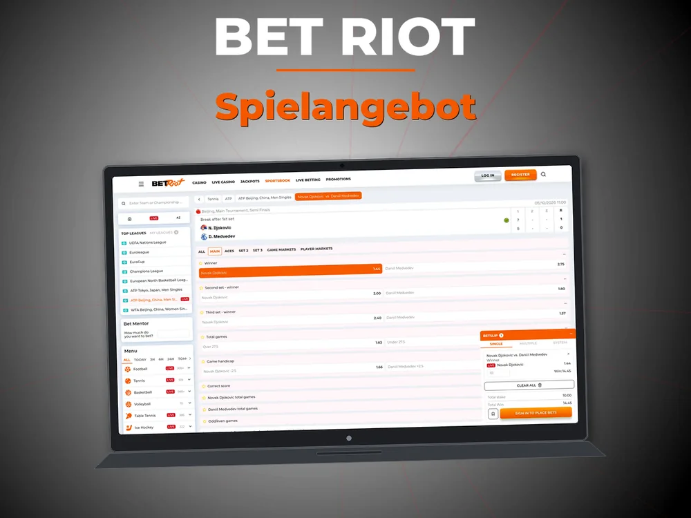 Bet Riot - Spielangebot